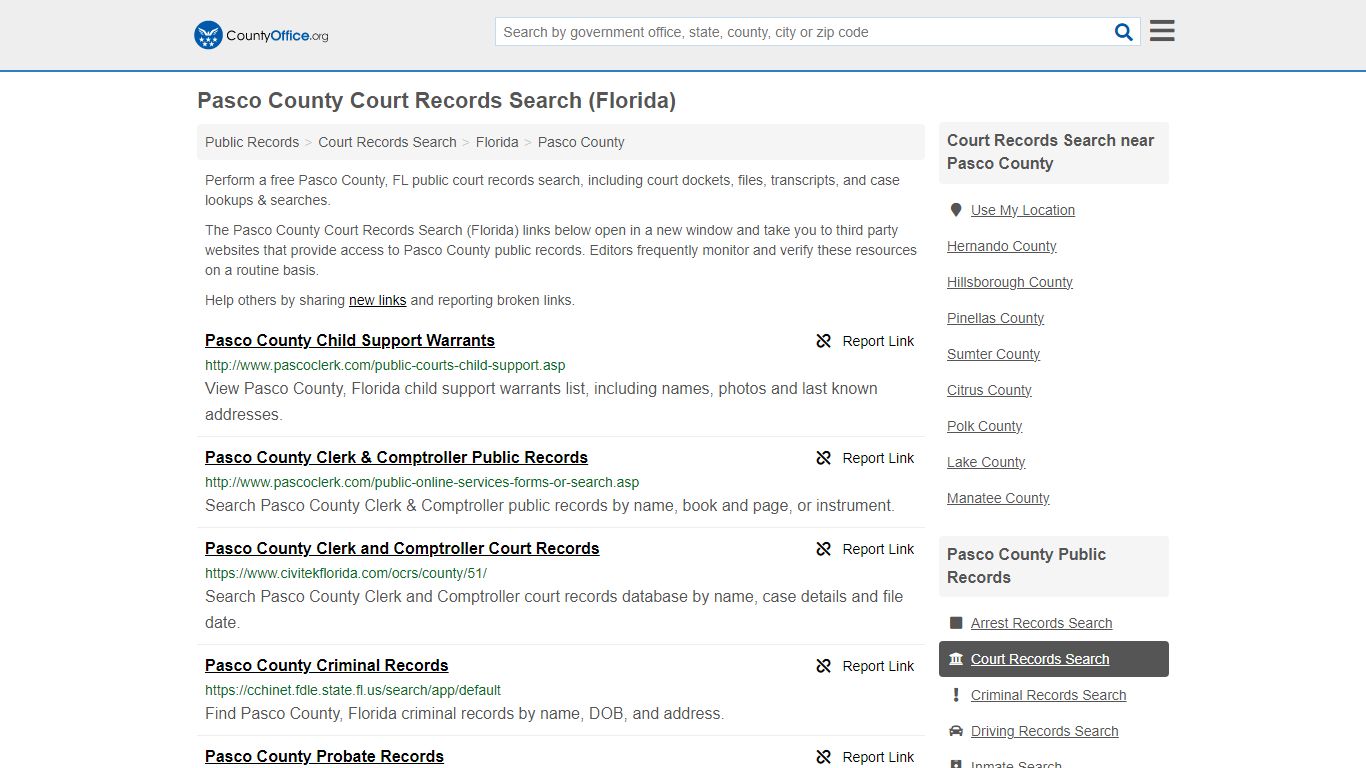 Court Records Search - Pasco County, FL (Adoptions, Criminal, Child ...